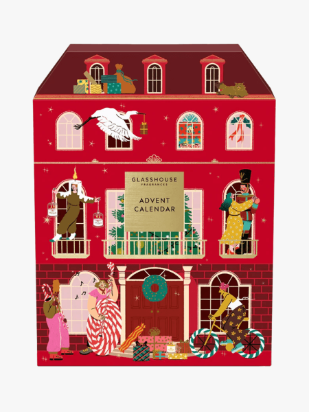 Glasshouse 24 Days of Christmas Advent Calendar in branded package with multiple components on a light gray background