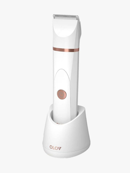 OLOV Electric Body Hair Trimmer in branded component on a light gray background