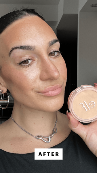 Wohlner after applying the e.l.f. Cosmetics Halo Glow Powder Filter